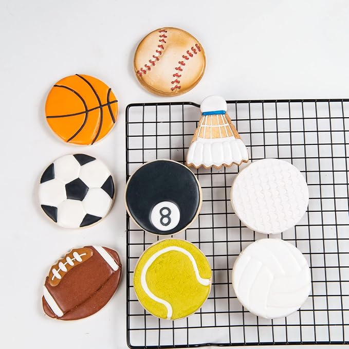 Mostop Custom Sport Cookie Cutter with Stampers, Football, Volleyball, Golf, Boxing, Tennis and more Cake Decoration Tools Party Supplies Favors