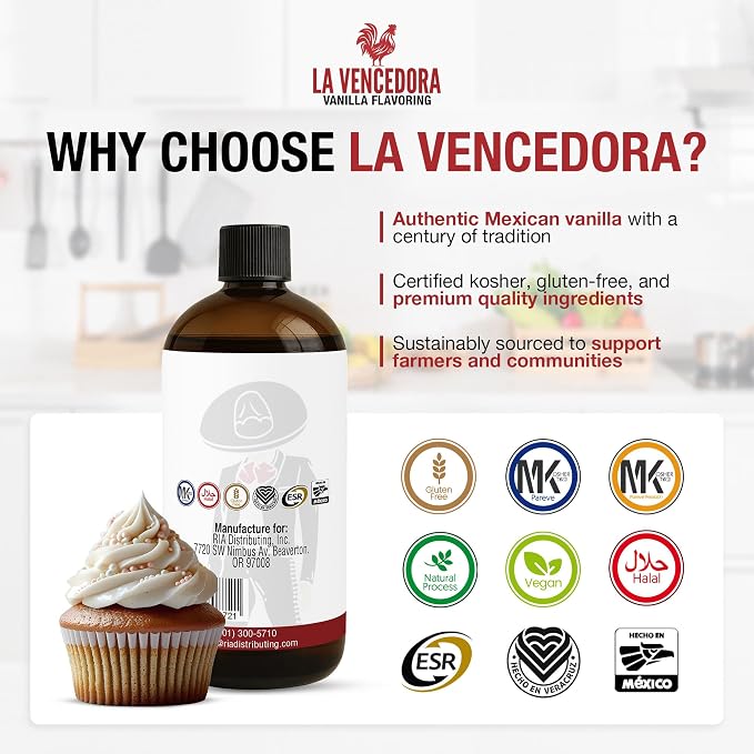 La Vencedora Mexican Vanilla – Large 32oz Bottles (Pack of 2) – Traditional Vanilla Flavoring for Baking, Cooking & Desserts – Made in Mexico