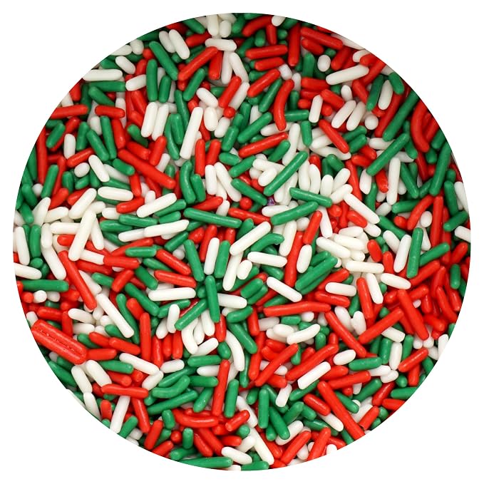 Red, Green & White Christmas Sprinkles Jimmies 3.17 oz, Sprinkles For Cake Decorating, Cake Sprinkles, Sprinkles For Baking, Ice Cream & More, The Hampton Candy Company