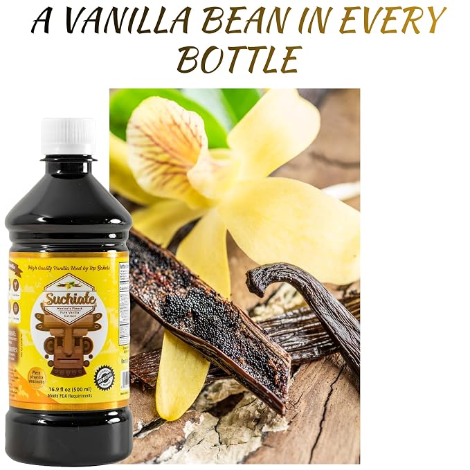 Suchiate Pure Vanilla | Mexican Vanilla for Baking and Desserts | Made with Real Vanilla Bean | Vainilla Mexicana Buena 4.15oz (125 ml)