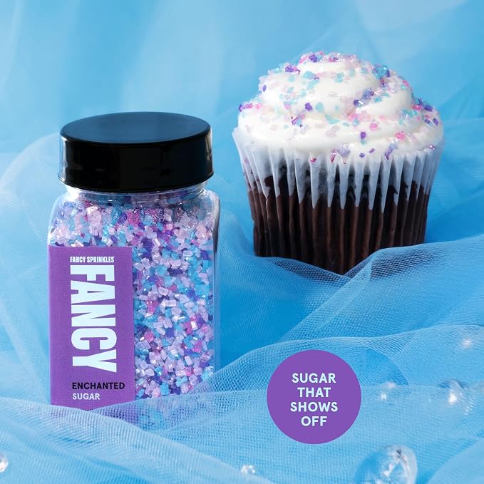 Fancy Sprinkles Enchanted Fancy Sugar | Pastel Blue, Pink, Purple & Lavender Pearlescent Sugar Crystals | Cocktail Rimming & Cookie Decorating | Baby Shower & Bridal | 1 Pack (4.6 oz)