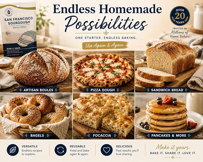 Cultures for Health San Francisco Sourdough Style Starter Culture | Homemade Artisan Bread | Heirloom, non-GMO | Live Culture Bread Mix | Easy to Follow Recipe