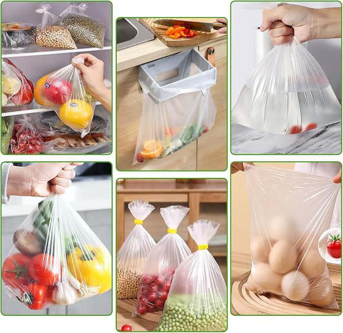 FungLam 12”×16” Clear Plastic Produce Bags Roll, Food Storage Bags for Bread, Vegetables, Fruits, Refrigerator Storage, Kitchen,350 Pcs/Roll.