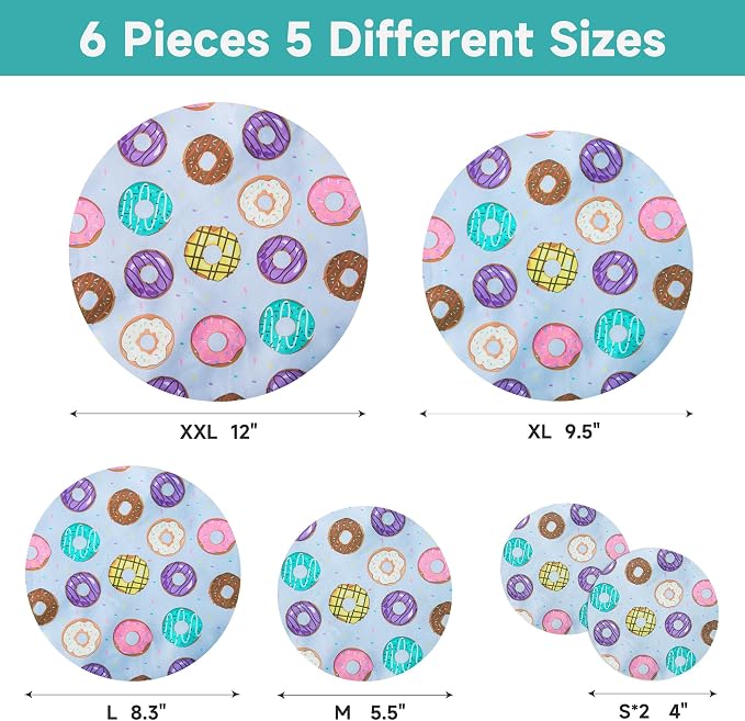 6PCS Bowl Covers Reusable Bread Proofing Bowl Covers Sourdough Bread Baking Accessories, Doughnuts
