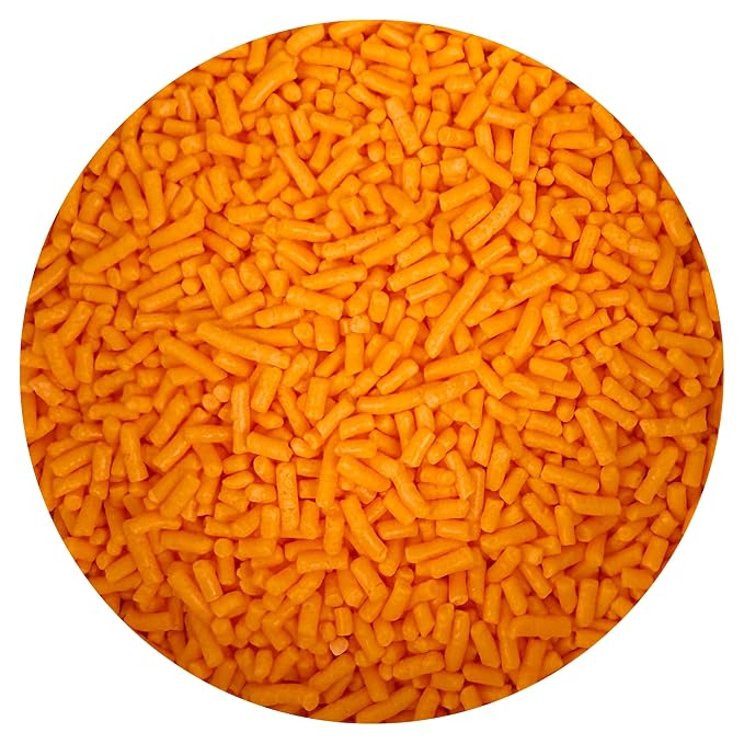 Bright Orange Sprinkles Jimmies 2 oz, Sprinkles For Cake Decorating, Baking, Ice Cream & More, The Hampton Candy Company