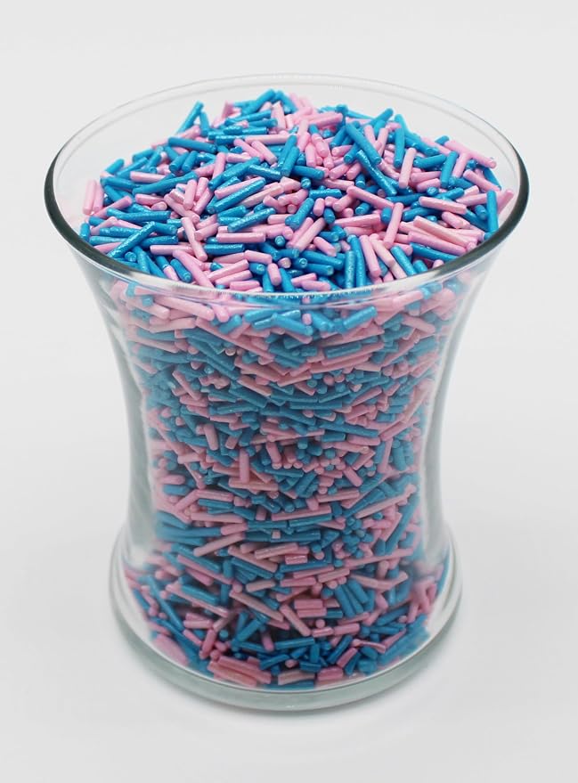 1 Pound GENDER REVEAL Pink & Blue Sprinkles BULK Jimmies - Gender Reveal Or Baby Shower Candy-Edible Cake Cupcakes Dessert & Ice Cream Topping