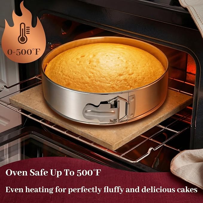 Non-stick Springform Pan with Removable Bottom, Leakproof Round Cheesecake Pan, Heavy Duty Bakeware Cake Mold for Baking, Oven Safe (9")