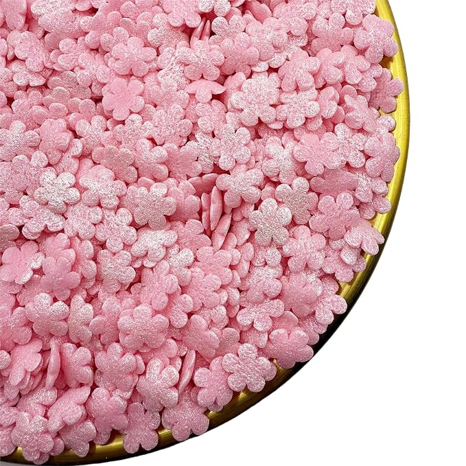 CandiJumpin Pink Flower Sprinkles for Cake Decorating, Mini Edible Flowers Pink Flower Decorations Edible Flowers Cake Confetti Valentines Cookie Decoration Baby Shower Party Birthday Wedding Christmas Supplies 3 OZ