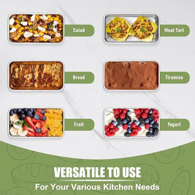 P&P CHEF Stainless Steel Mini Bread Loaf Pans, 12 PCS, Lasting & Rust-free | 6.3 x 3.5 Inch, Small Size for Air Fryer & Oven, Ideal for Bread, Meatloaf, Cake and Brownies, Food Grade, Dishwasher Safe