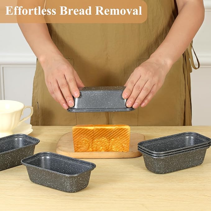 Walooza Mini Loaf Pan, 6x3 Inch Nonstick Bread Pans for Baking, Oven & Air Fryer Safe Small Banana Bread & Meatloaf Pan, Carbon Steel Baking Tins for Homemade Bread (Mini Loaf Pan(3-pack))