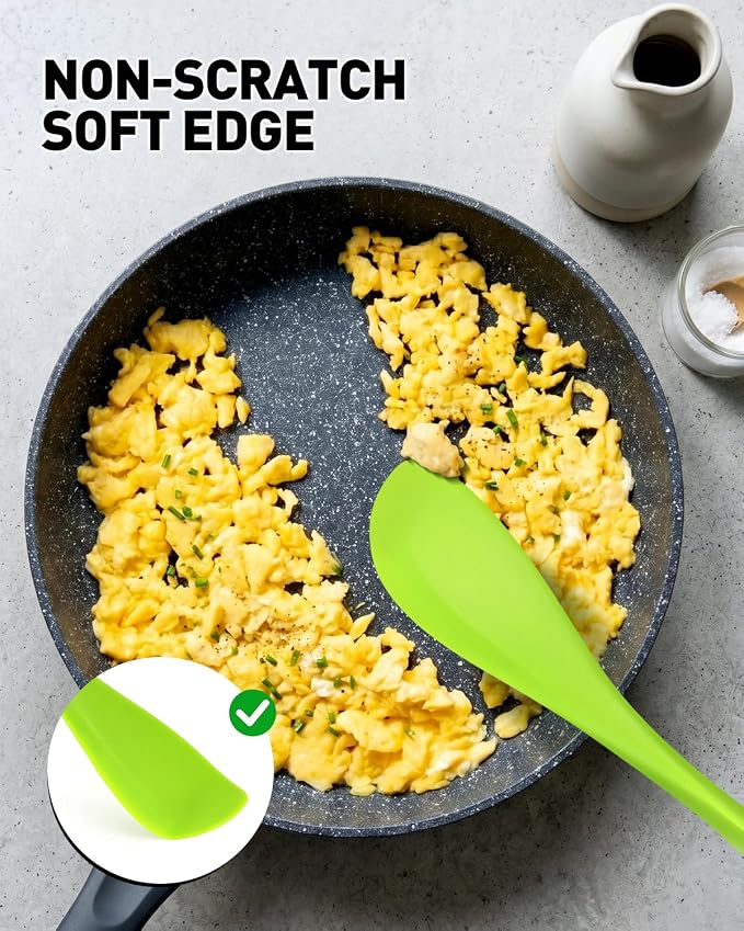 2-Pack Double-Headed Silicone Spatula Spoon, Nonstick Safe, Seamless | Scraping & spreading dual-use. Matte, BPA-free. For cooking, baking, mixing. Gentle on nonstick pans. No buildup.