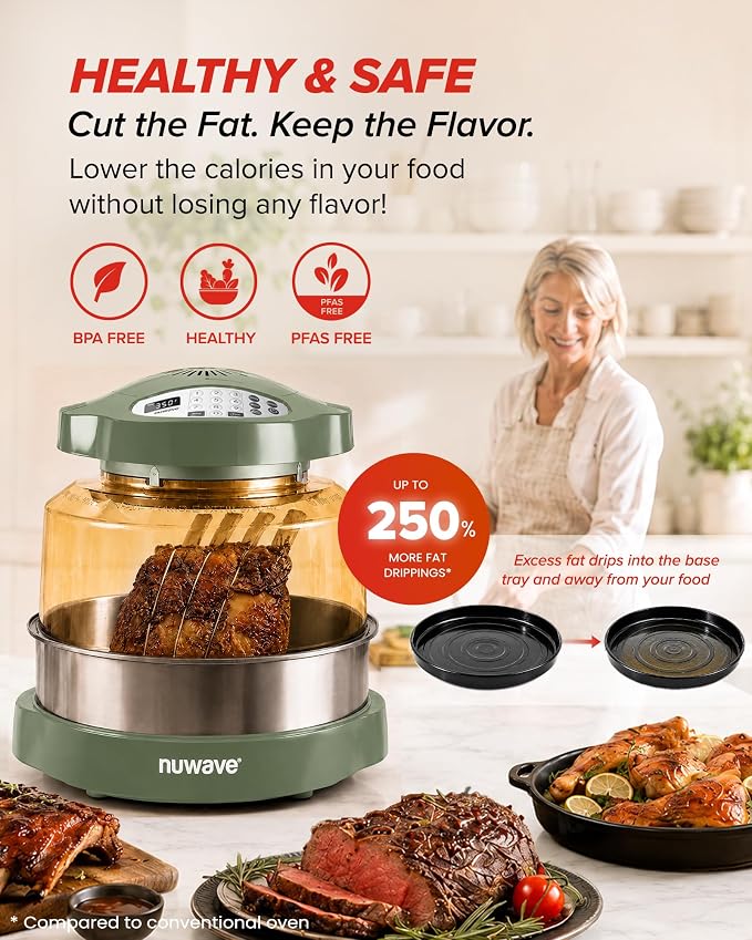 Nuwave Pro Plus 2 Countertop Infrared Oven with Stainless Steel Extender Ring, Triple Combo Cooking Power, Adjustable Temperature Control, Large Capacity Roaster, Air Fryer & Convection Oven, 20675V01
