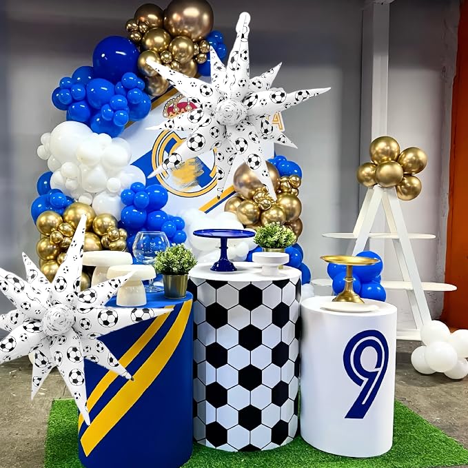 4D Soccer Ball Balloons 32 Inch/Black White Soccer Explosion Star Foil Balloons for Boys Men Father’s Day/World Socce Cup Party Supplies for Football Lover/Soccer Parade Float Birthday Sports Party