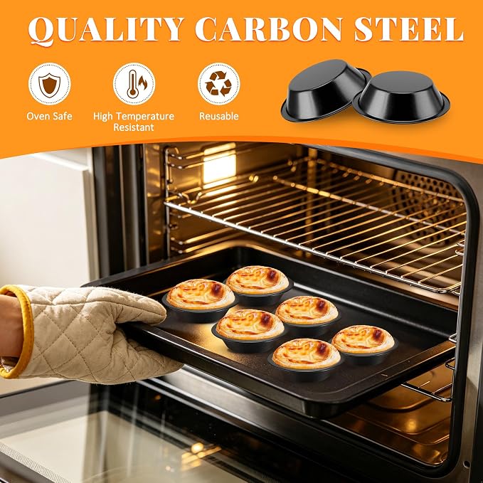 4Inch Mini Pie Pans Pie Plates Mini Tart Pans for Baking Round Bakeware Set for Baking Dessert Set of 5- Black