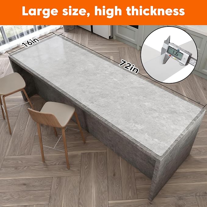 Large Silicone Mats for Kitchen Counter, 16" x 72" Heat Resistant mat, Food-Grade Silicone Pastry mat,Multi-Purpose Countertop Protector Mat, Skin-Friendly Surface,Freely Cuttable,Translucent