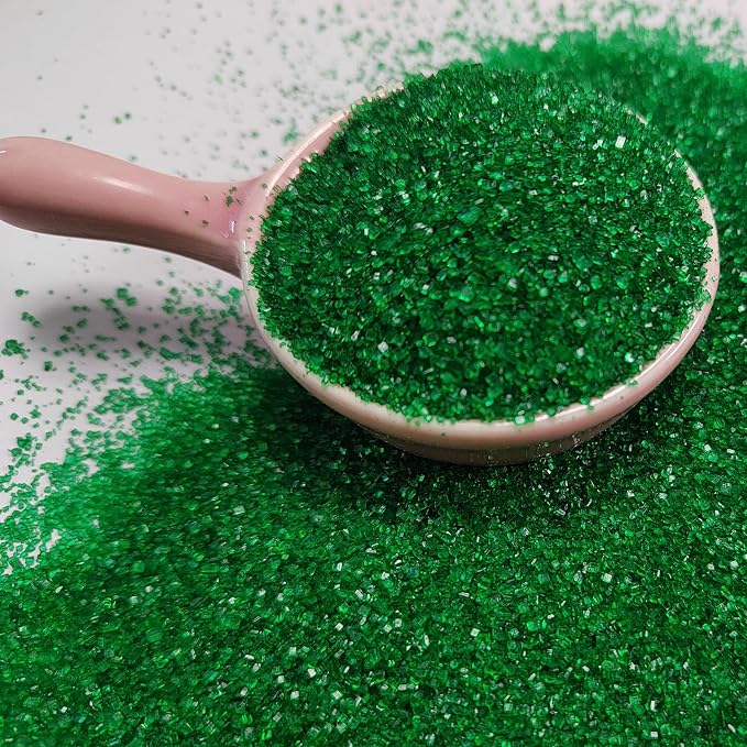 Green Sanding Sugar Sprinkles, Green Sugar Crystals, Edible Sparkling Sprinkles for Cake Cupcake Decorating, Baking Cake Decorations, Cookies Ice Cream Toppings, Wedding Party Christmas Supplies 130g/4.6oz