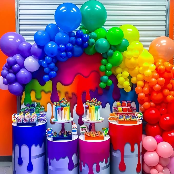 Voircoloria 98pack Rainbow Balloons Different Size 18/12/10/5 Inch Rainbow Colorful Balloon Garland Arch Kit for Graduation, Wedding, Birthday, New Year, Anniversary Party Decorations