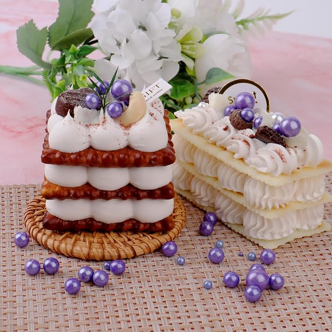 Purple Pearl Sprinkles for Cake Decorating, 6 Sizes Mix 4.6 oz Edible Pearls Sugar Sprinkles for Baking Cupcake Cookie