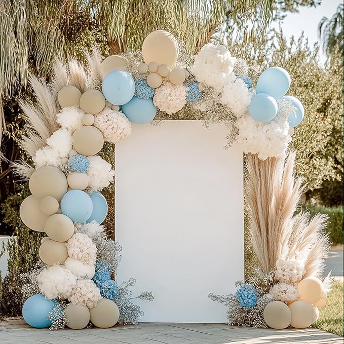 RUBFAC 129pcs Sand White Cream Balloons Different Sizes 18 12 10 5 Inches, Beige Latex Balloon Garland Arch for Birthday Engagement Party Wedding Anniversary Baby Shower Decoration