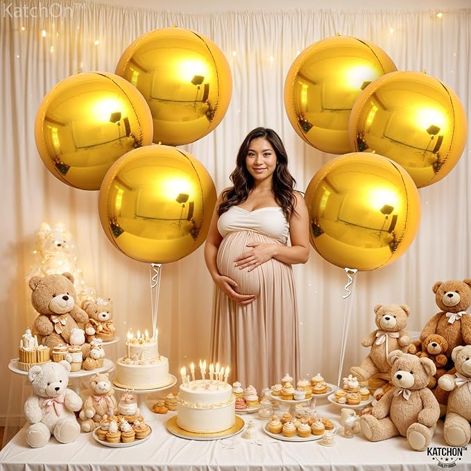 KatchOn, Large Gold Foil Balloons - Huge 22 Inch, Pack of 6 | Gold Mylar Balloons for Golden Party Decorations, St Patricks Day Decorations | Metallic Balloon for Ramadan Decorations, Birthday Party