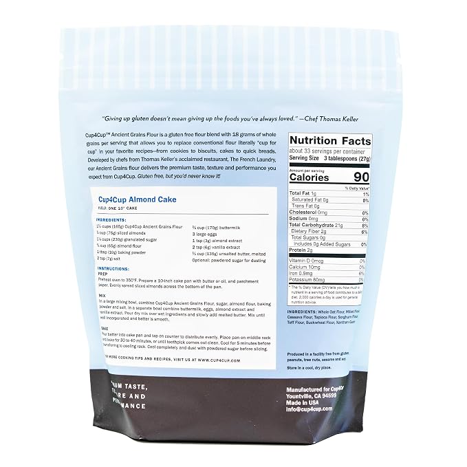Cup4Cup Ancient Grains Flour, 1 Pounds, Certified Gluten Free, 1:1 Conventional Flour Substitution, Non-GMO, Kosher, Made in the USA