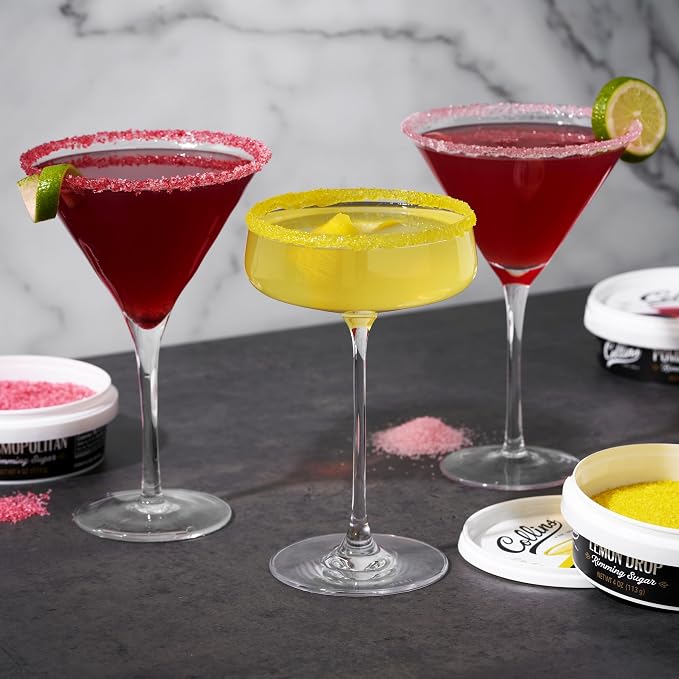 Collins Lemon Drop Cocktail Sugar, Enhance Lemon Drops, Sidecars, Spritzes, Citrus Cocktails, Glass Rimming Sugar for Drinks 4oz