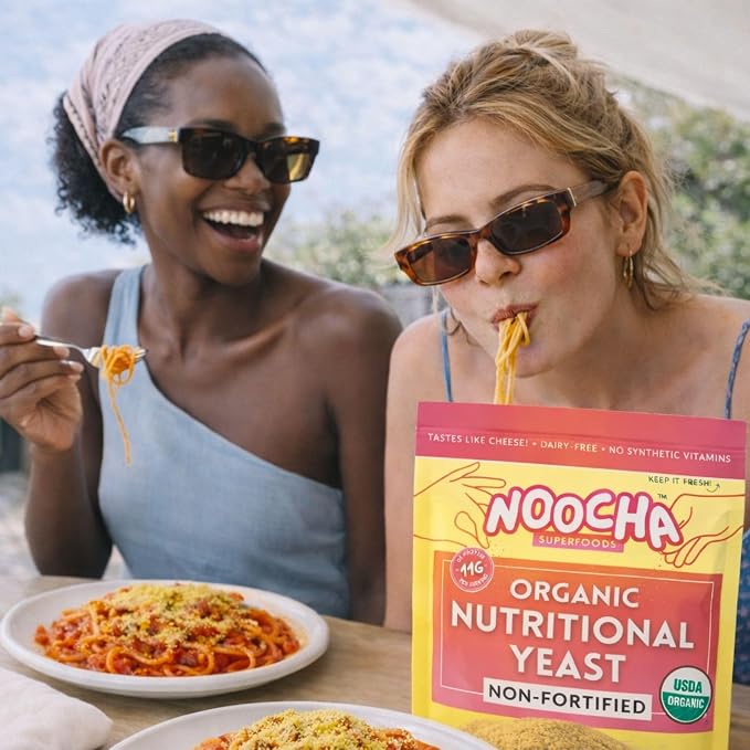 NOOCHA Organic Nutritional Yeast Flakes – Non-Fortified, Vegan Cheese Seasoning, Dairy-Free, Gluten-Free, High Protein Savory Sprinkle for Popcorn, Pasta & Veggies – 8 oz