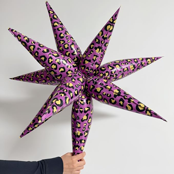 2Pcs 32 Inch Leopard Explosion Star Cheetah Print Balloons/Y2K Party Decor for Girls Birthday, Spa Day, Baddie, Pop Art or Glam Party/Photo Backdrop for Teen Girls Trendy (Pink+ purple leopard print)