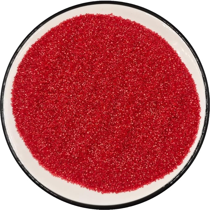 Edible 5 Ounce Medium Decorative Red Sanding Sugar Sprinkles for Baking, Sparkling Crystals for Cakes, Cookies, Cupcakes, Ice Cream Topping and Rimming Sugar