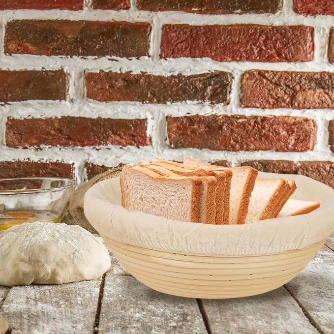 2 Pcs Round Bread Proofing Basket Cloth Liner - 9 Inch Natural Rattan Banneton Basket Cover for Sourdough Dough