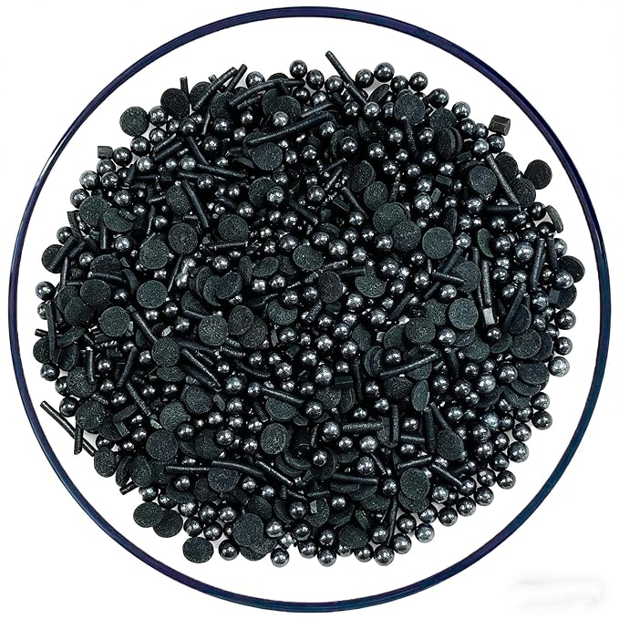 Sentovac Black Sprinkles Edible Black Round Confetti Jimmies Pearls for Cake Decorating Candy Cupcake Cookie Baking Donuts Ice Cream Dessert Halloween Christmas Decorations