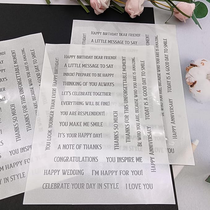Alinacutle 5" x 7"-3 Sheets I Love You Foil Transfer Sticker Paper for Handmade Card Making Scrapbooking and Album Journal Invitation Decoration Metallic Hot Foil Transfer Printing Adhesive Sheets