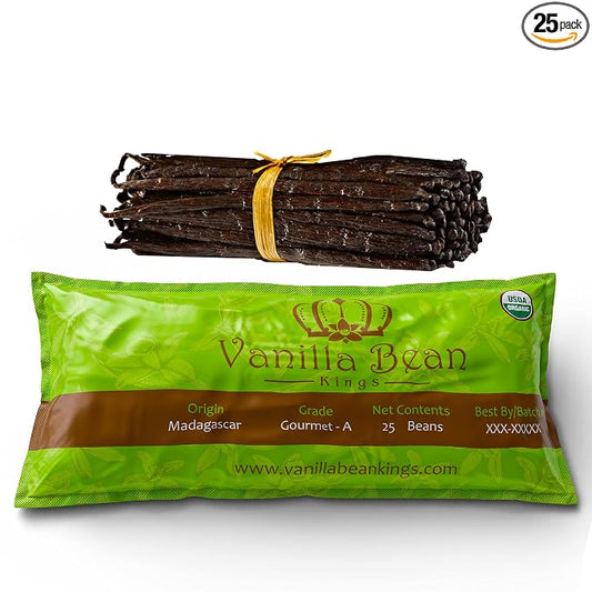 25 Organic Madagascar Whole Grade A Vanilla Pods for Vanilla Extract and Baking