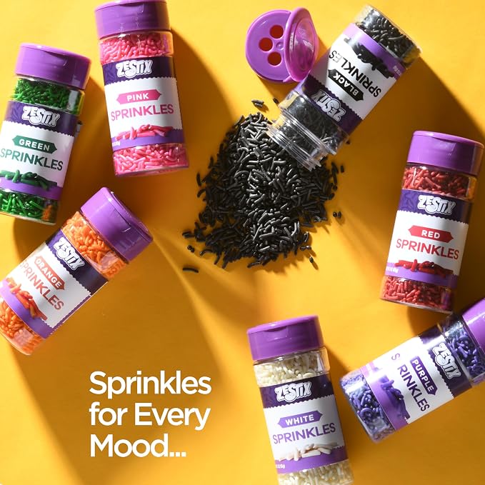 Black Sprinkles 3 oz Bottle | Jimmies Sprinkles for Cake Decorating | Dessert Topping for Baking, Cupcakes, Cookies, Ice Cream, Holidays, Birthdays & Elegant Parties