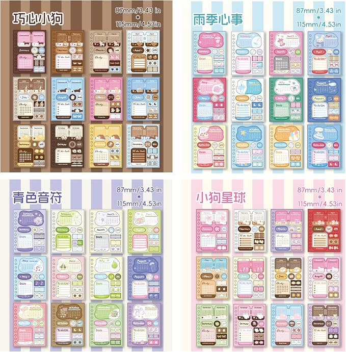 48 Sheets Monthly Planner & Calendar Stickers, Seasonal Aesthetic Sticker Book for Bullet Journal & Scrapbook, Planner Accessories for Journaling & Schedule Organization
