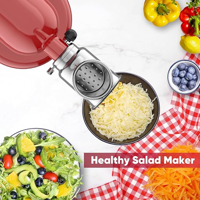 COFUN Stainless Steel Slicer Shredder Attachment for KitchenAid Stand Mixer | 4 Blades, Cheese Grater, Grinding Powder, Vegetable Slicer Shredder, Salad Maker, Dishwasher Safe