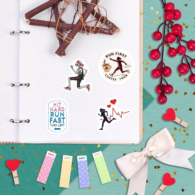 100Pcs Running Stickers for Water Bottles, Run Stickers, Runner Decals - Gifts for Runners - Running Party Supplies - Gift for Women & Men