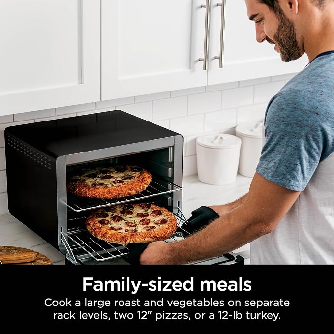 Ninja DT202BK Foodi 8-in-1 XL Pro Air Fry Oven, Large Countertop Convection Oven, Digital Toaster Oven, 1800 Watts, Black, 12 in. (Renewed)