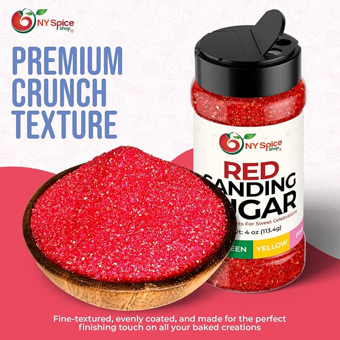 NY Spice Shop Red Sprinkles Sanding Sugar - 4 Ounce Mix Red Sprinkles for Holiday Dessert Decoration - Baking Decoration For Cupcakes Cookies Cakes & Dessert Toppings