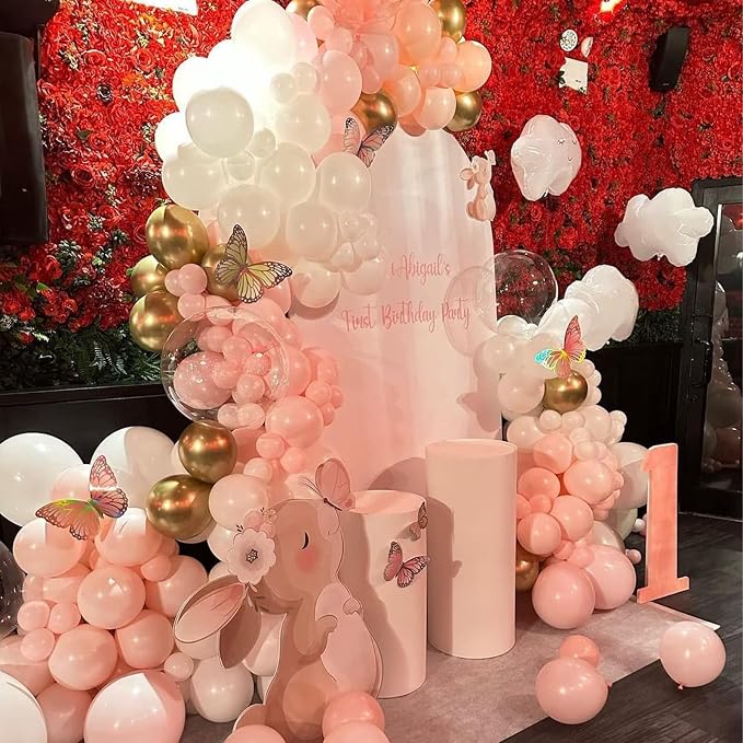 Macaron Pink and White Balloon Arch Kit, Pastel Pink and White Balloon Garland Kit, Latex Balloons Different Sizes 18/12/10/5 inch for Wedding Bridal Shower Baby Shower Party Decorations