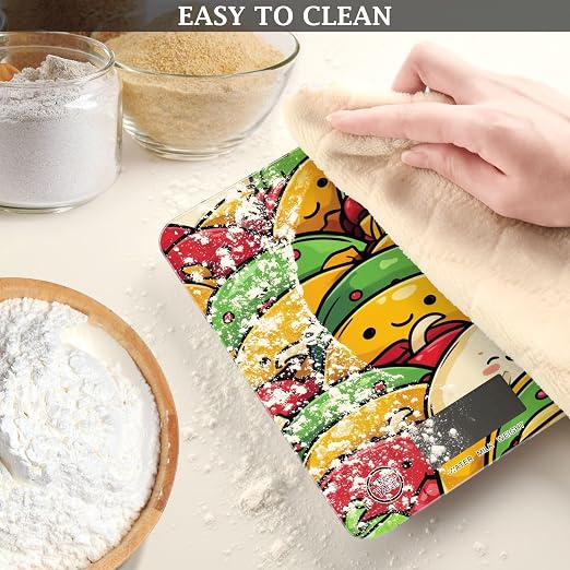 Food Scale Kitchen Scale for Baking Cooking Digital Food Weighing Measuring Scale Small Waterproof Electric Food Scale Cute Cartoon Mexican Tacos