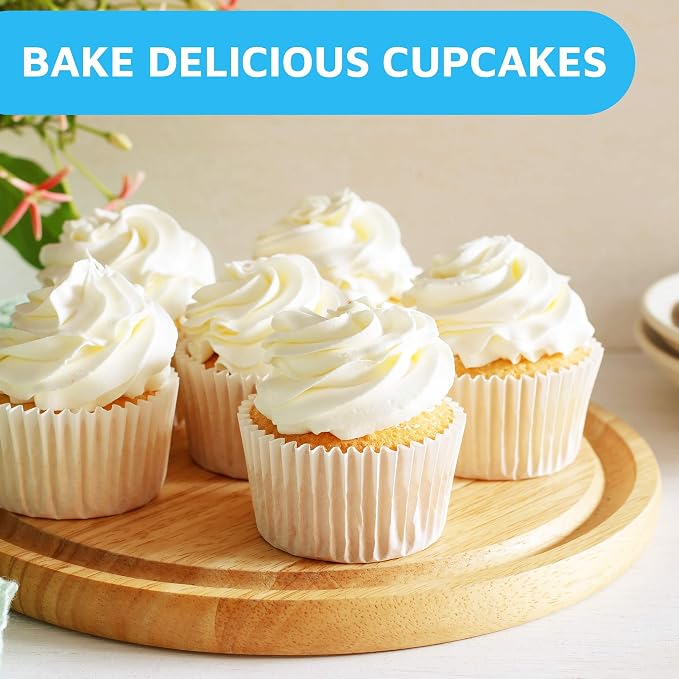 MontoPack Mini White Cupcake Liners | 500 Paper Baking Cups | Greaseproof No Smell Cupcake Wrappers | Muffin Liners for Desserts & Candies Cupcake Liner for Holidays, Birthdays & Protein Balls