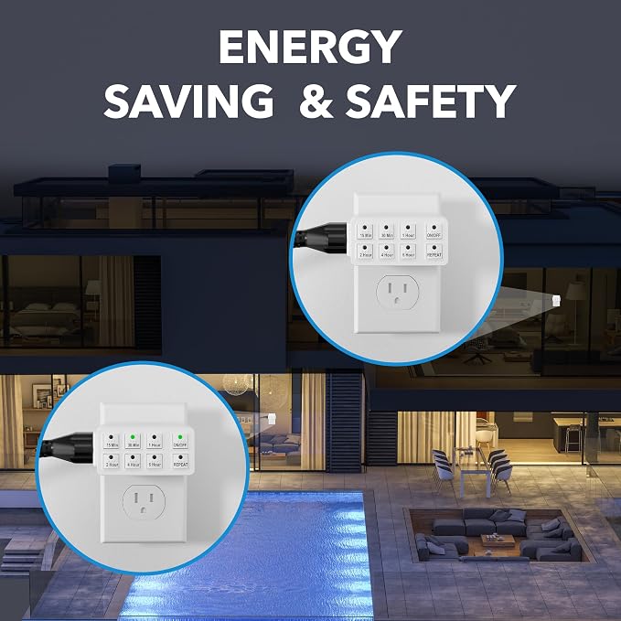 BN-LINK 2 Pack Indoor Countdown Timer with Repeat Function, Heavy Duty Accurate Compact Size for Charger Vacation Security, 3-Prong Grounded Outlet, 15A/1875W ½ HP ETL Listed