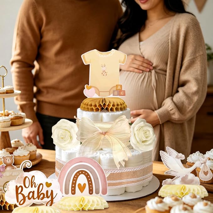 Boho Baby Shower Diaper Cake Decorating Kit Party Supplies Gender Reveal Decorations Baby Shower Gifts Cake Topper