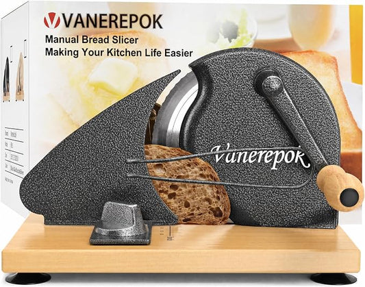 Upgrade Manual Bread Slicer for Homemade Sourdough Bread Versatile Hand Crank Bread Slicer for Sourdough Crusty Bread Etc Stainless Steel Slicers Adjustable Width for Homemade & Commercial Use