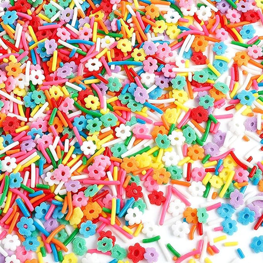 Rainbow Sprinkles, Neon Flower Jimmies Sprinkles for Ice Cream Cake Cupcake | 4.6oz Edible Flower Sprinkles for Cake Decorating