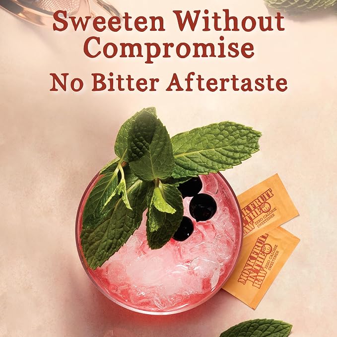 MONK FRUIT IN THE RAW, Natural Monk Fruit Sweetener w/Erythritol, Sugar-Free, Keto, Gluten Free, Zero Calorie, Low Carb, Vegan Sugar Substitute, 40 Count Packets (Pack of 2)