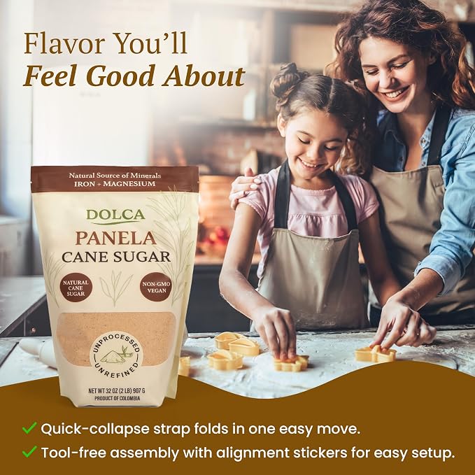 Dolca Panela – Unrefined Cane Sugar from Evaporated Cane Juice – Granulated Panela with Rich Caramel Flavor – 1:1 Replacement for Brown Sugar in Coffee, Tea & Baking