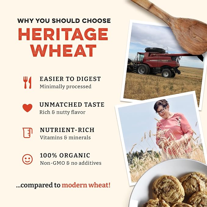 Sunrise Flour Mill Heritage Organic White Flour | USDA Organic All Purpose Flour Unbleached - Non-GMO, Kosher, Grown Without Glyphosate, High Protein for Baking, Unbromated White Wheat (80 Ounce (Pack of 1))