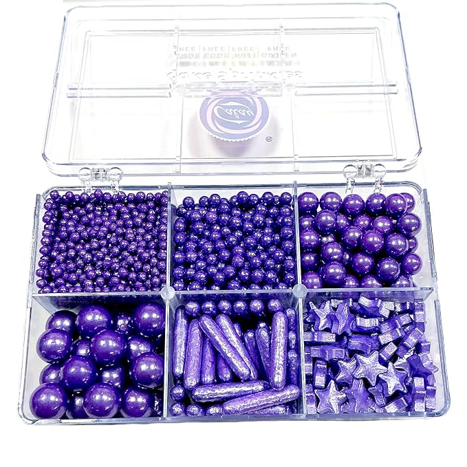 Homipooty Edible Purple Pearl Sugar Sprinkles 130g/4.58oz Purple Pearl Star Sprinkles For Cake Decorations Wedding，Cookies，Ice Cream, Cupcake Toppers, Halloween Christmas Supplies